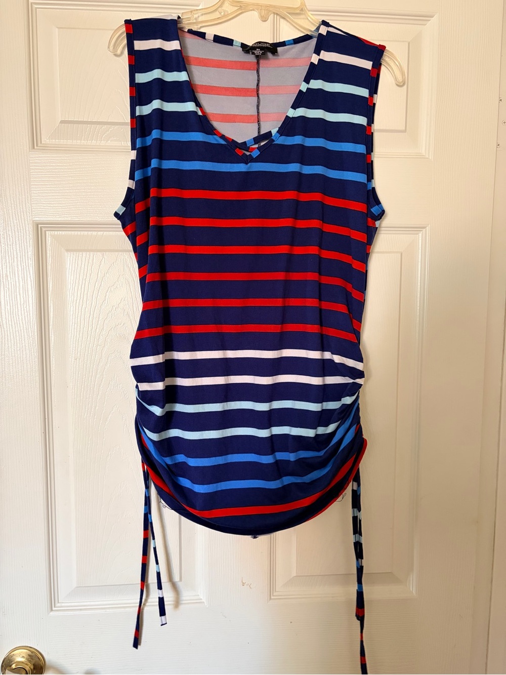 Rouge! Navy, Red & Light Blue Striped V-Neck Tank